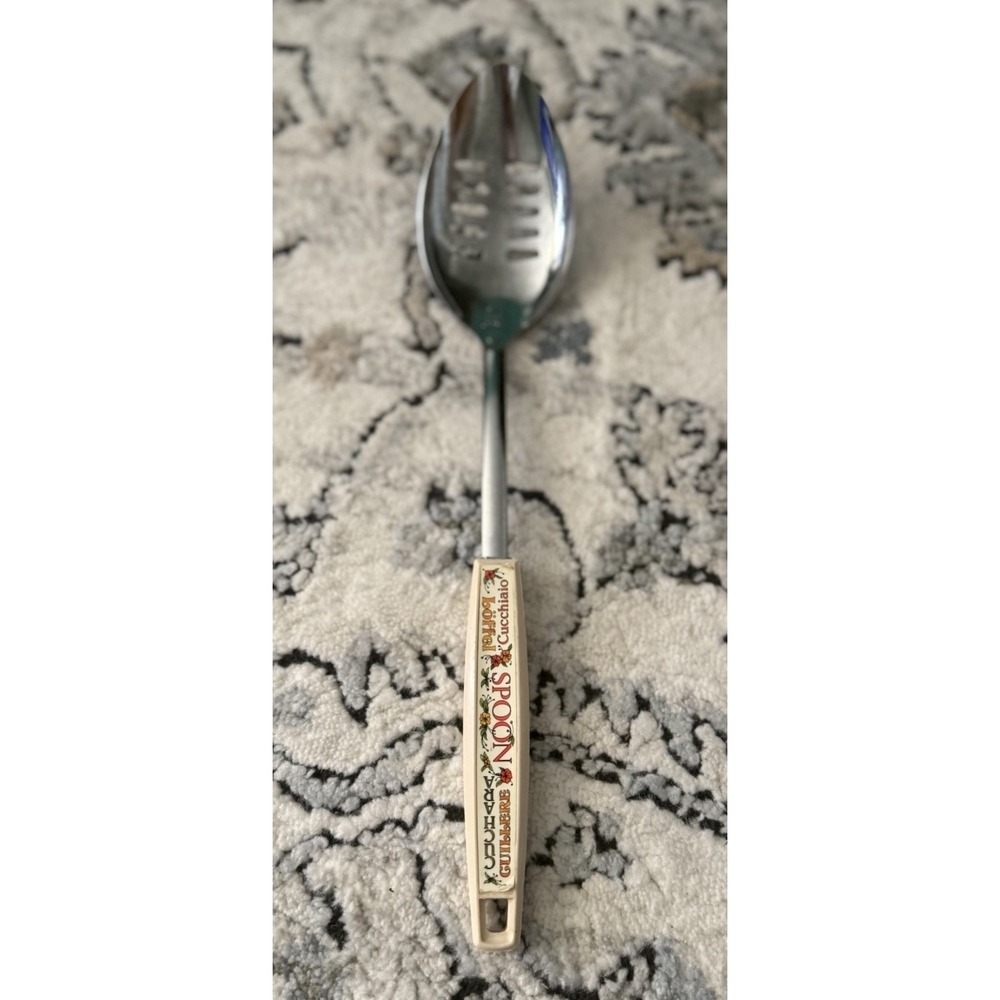 Vintage EKCO 12" Nylon Slotted‎ SPOON Pot Hook Handle Cucchiaio Cuchara Loffel